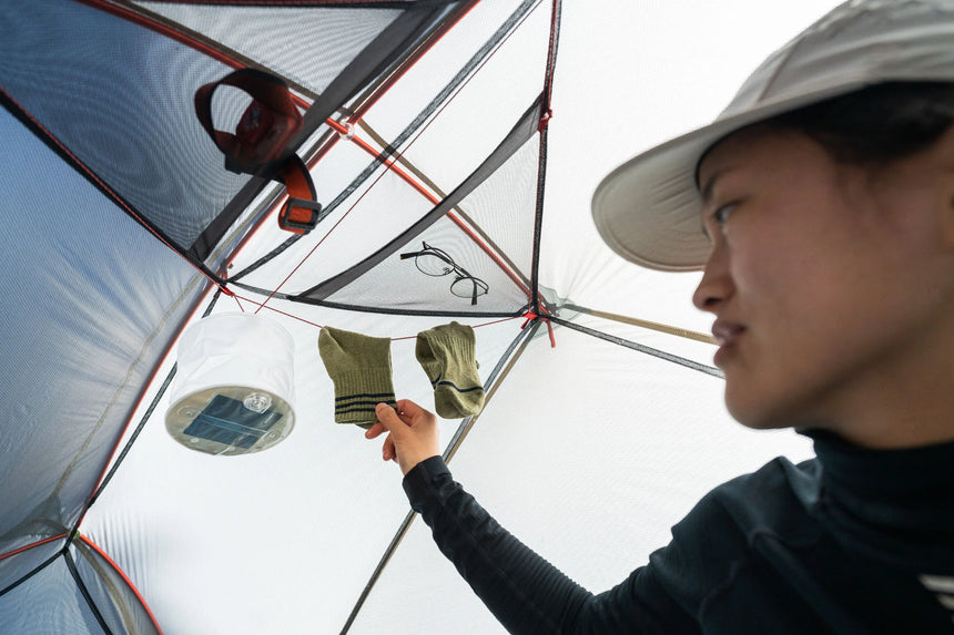 MSR Hubba Hubba™ LT 1-Person Backpacking Tent Outdoor Action- clothesline and gear loft