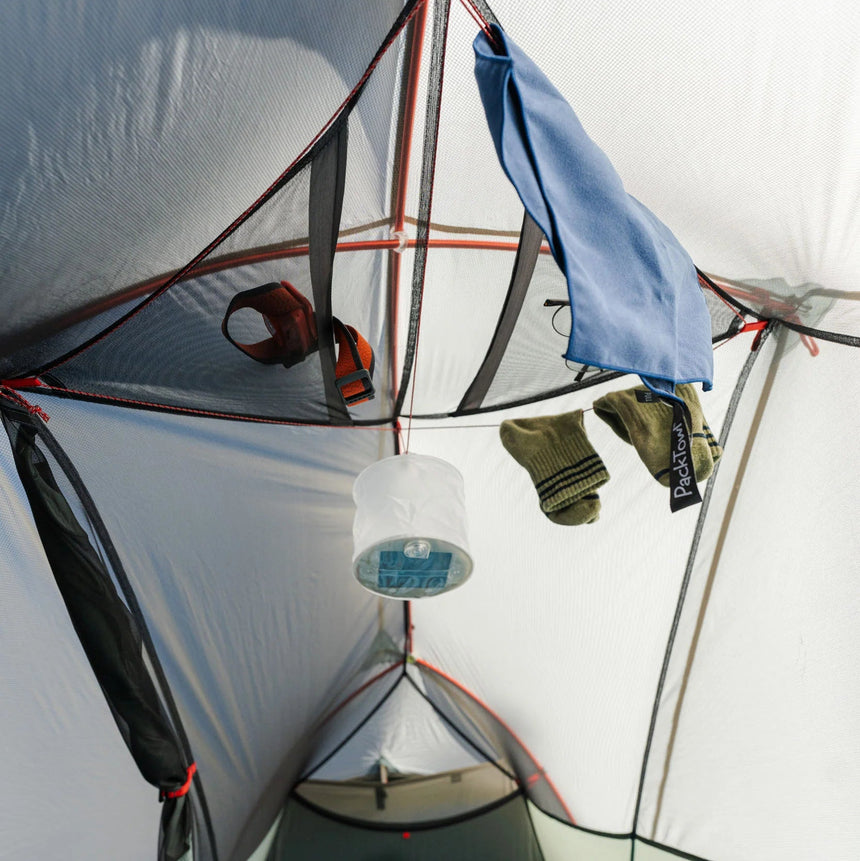 MSR Hubba Hubba™ LT 1-Person Backpacking Tent Outdoor Action- gear loft and clothesline