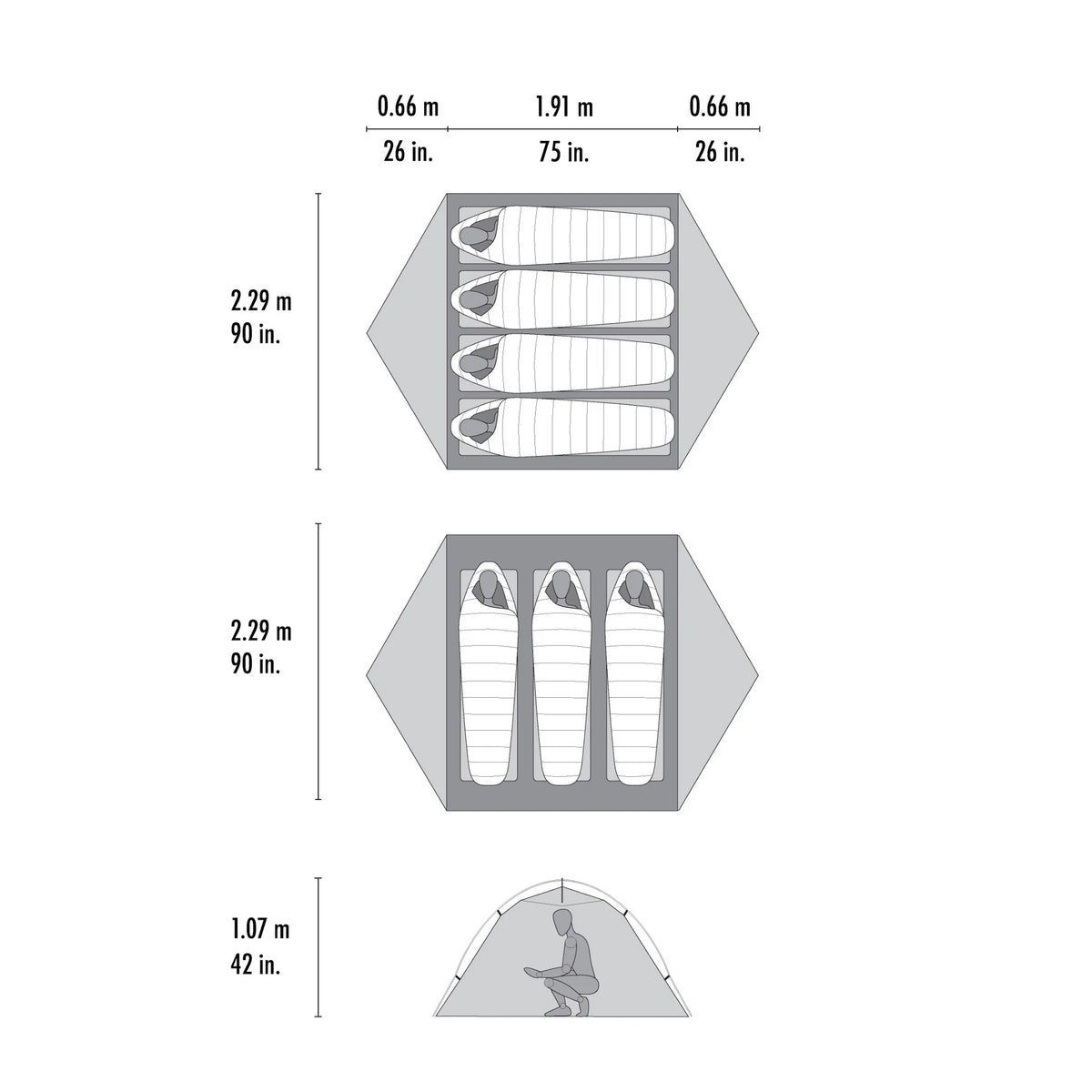 MSR Hubba Hubba™ LT 3-Person Backpacking Tent Outdoor Action- Floorplan