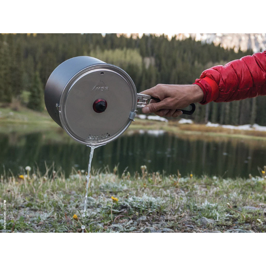 MSR WindBurner® Group Stove System Outdoor Action- Sauce pot