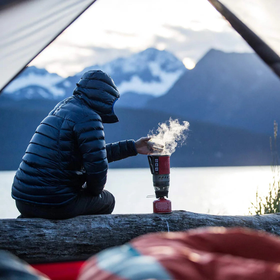 MSR WindBurner® Personal Stove System Outdoor Action Red- Product in Use 2