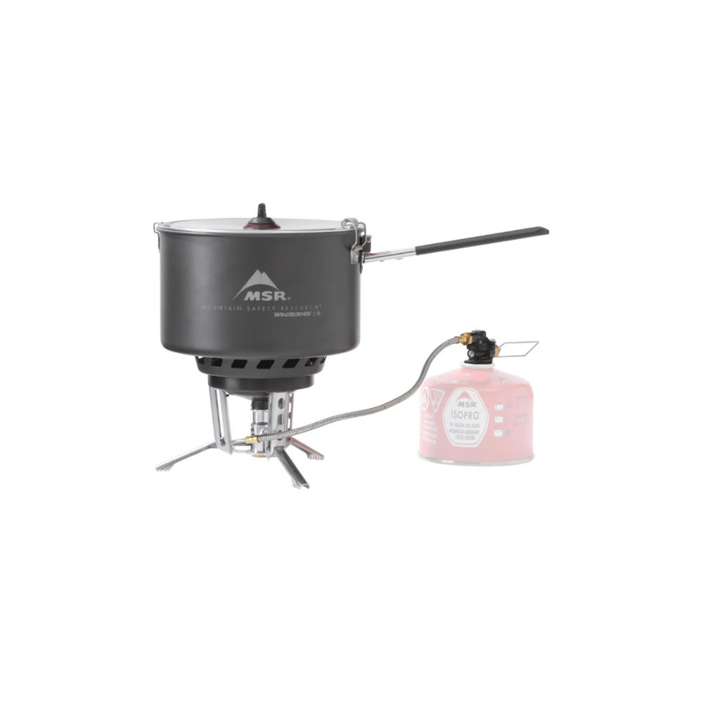 MSR WindBurner® Stove System Combo Outdoor Action- Remote stove w/ Sauce pot