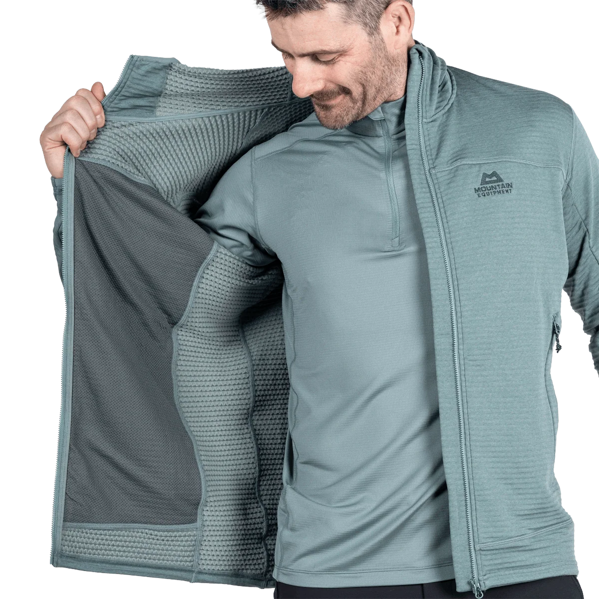 Mountain Equipment Apiro Hooded Men's Jacket in Goblin Blue - Interior lining detail
