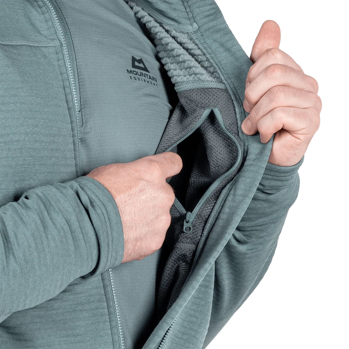 Mountain Equipment Apiro Hooded Men's Jacket in Goblin Blue - Interior pocket detail