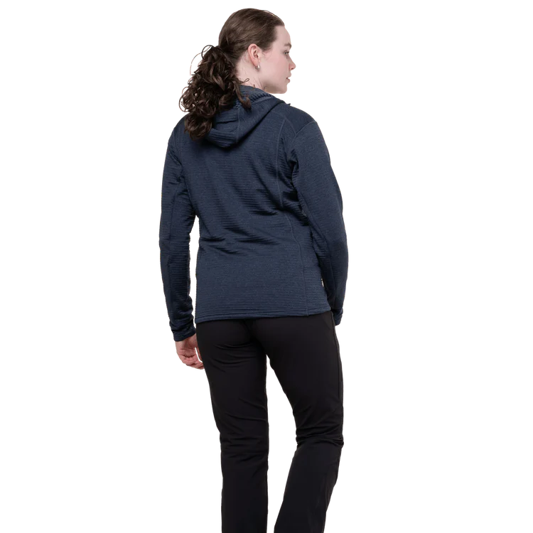 Mountain Equipment Apiro Hooded Women's Jacket in Cosmos - Back on Model