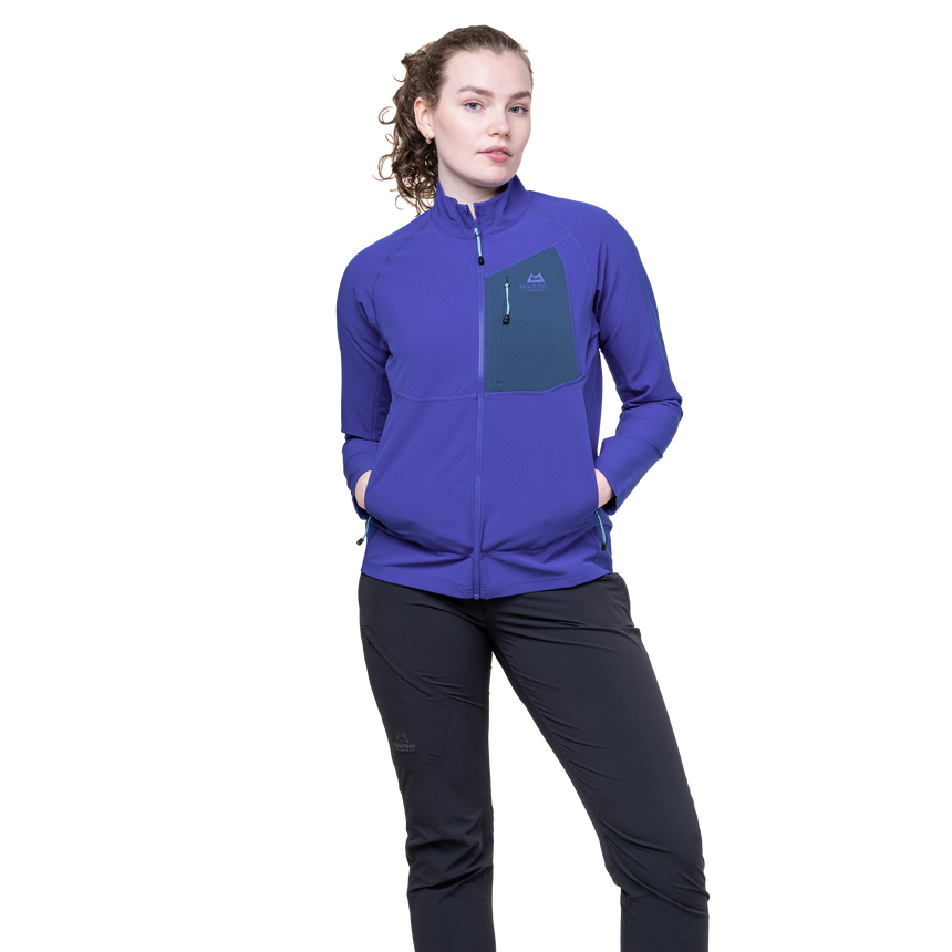 Mountain Equipment Arrow Women's Jacket in Clematis/Dusk - On Model Side