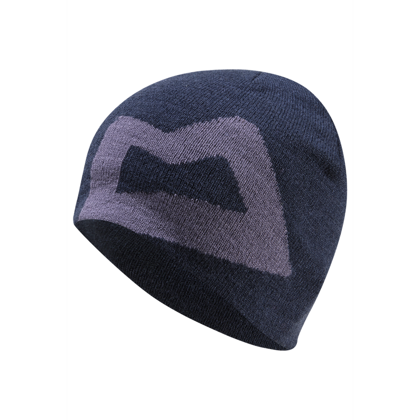 Mountain Equipment Branded Knitted Women's Beanie in Cosmos/Welsh Slate - Front