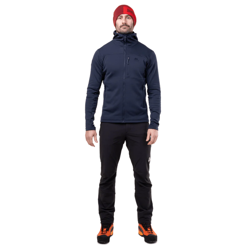 Mountain Equipment Durian Hooded Men's Jacket in Cosmos - Front Fit