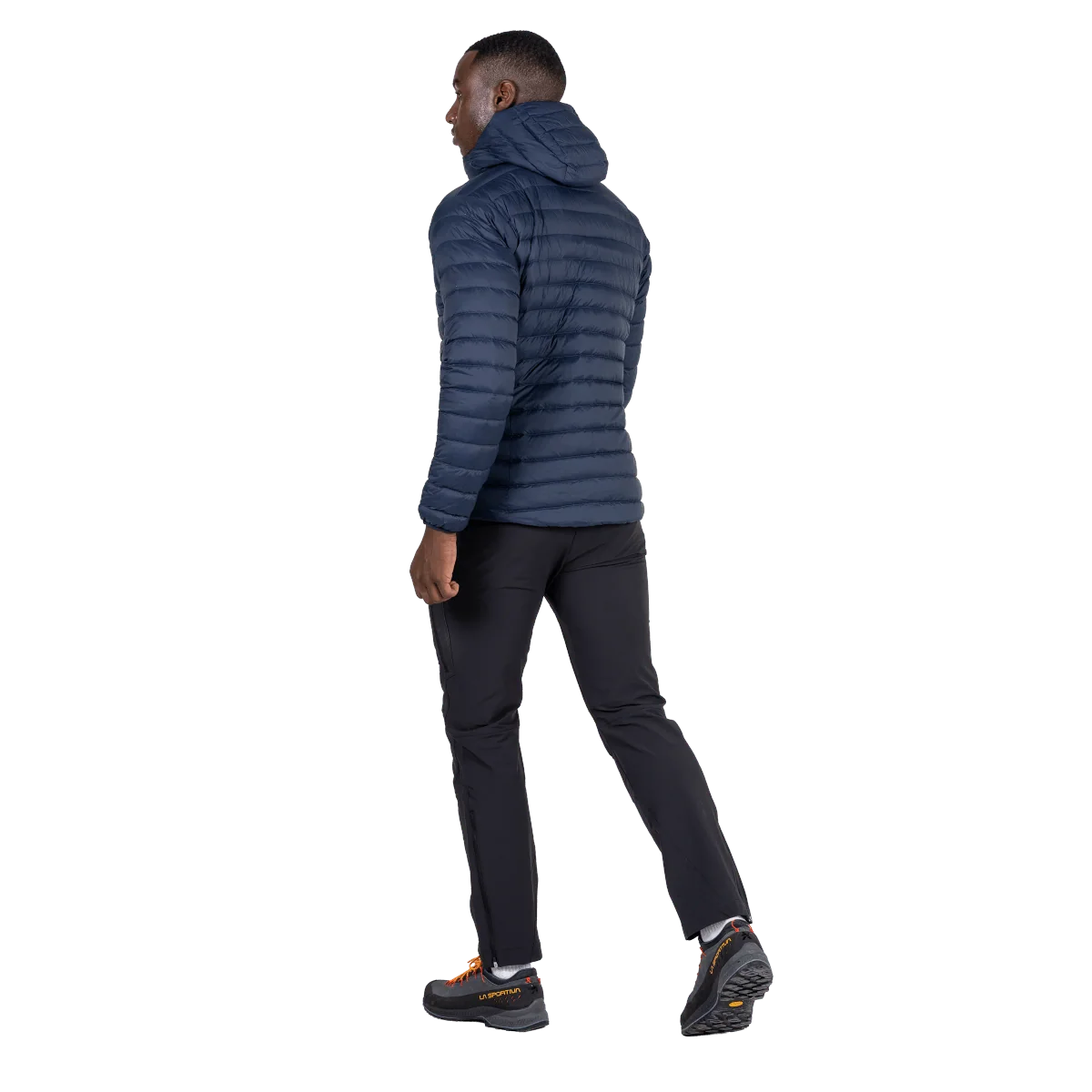 Mountain Equipment Earthrise Hooded Men's Jacket in Cosmos - worn