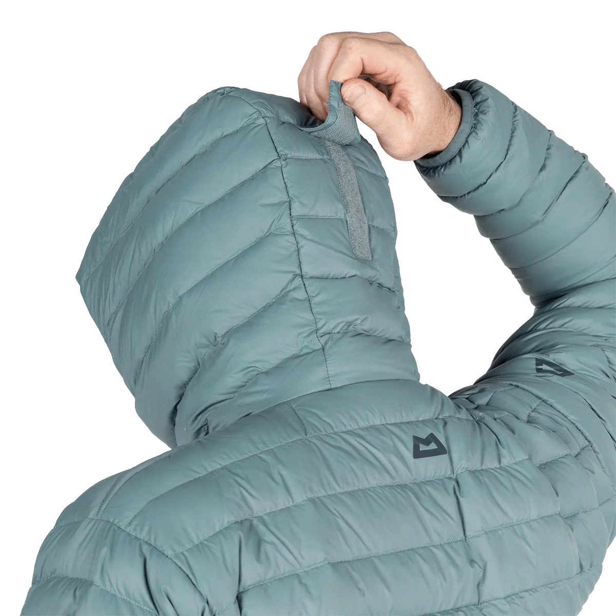 Mountain Equipment Earthrise Hooded Men's Jacket in Goblin Blue - Hood Toggle Detail Model