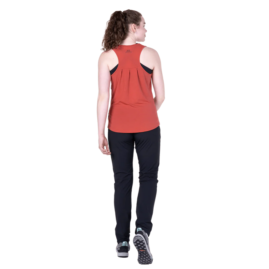 Mountain Equipment Equinox Women's Vest in Rosewood - On Model Walking Back 2