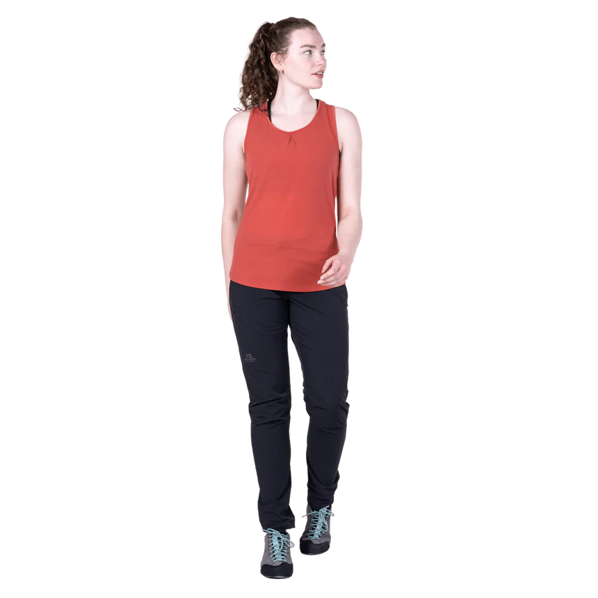 Mountain Equipment Equinox Women's Vest in Rosewood - On Model Walking Front