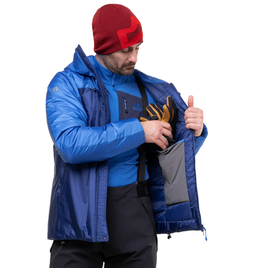 Mountain Equipment Fitzroy Men's Jacket in Admiral/Atlantic - On Model Pocket Open