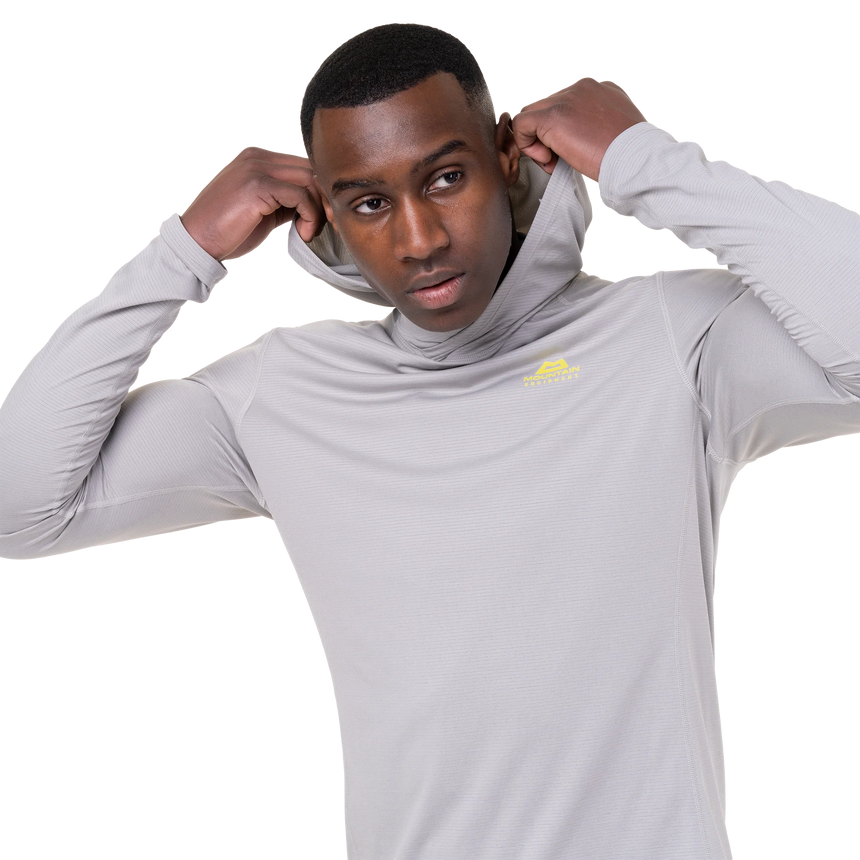 Mountain Equipment Glace Hooded Men's Top in Mist - Hood detail