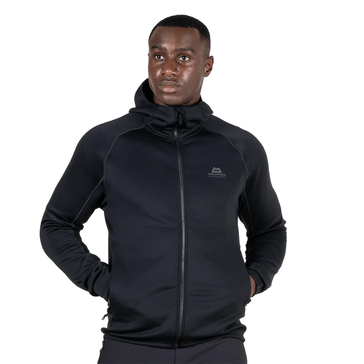 Mountain Equipment Jorasses Hooded Men's Jacket in Black - On Model Front Detail
