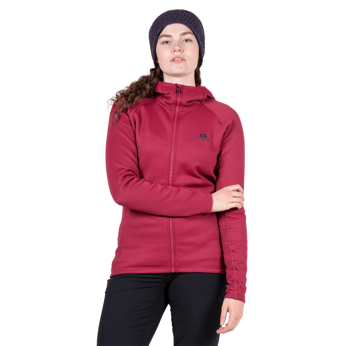 Mountain Equipment Jorasses Hooded Women's Jacket in Maroon - On Model Front