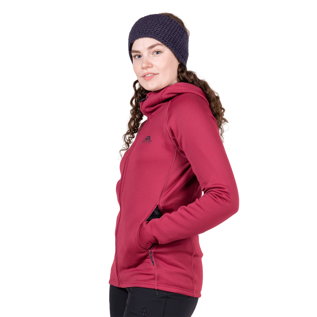 Mountain Equipment Jorasses Hooded Women's Jacket in Maroon - On Model Three-Quarter