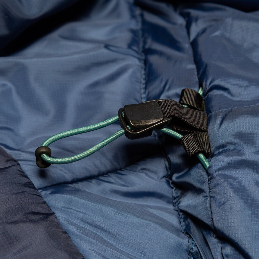 Mountain Equipment Klimatic I Women's Sleeping Bag in Dusk - Zip Baffle Interior Detail