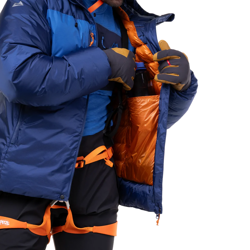Mountain Equipment Kryos Men's Jacket in Admiral/Atlantic - On Model Walking Side
