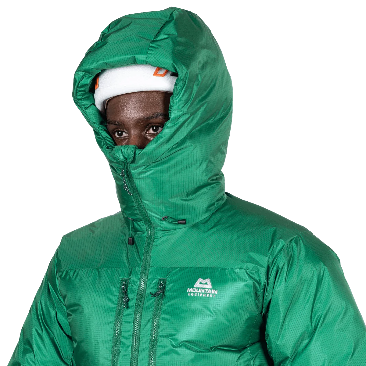 Mountain Equipment Kryos Men's Jacket in Alpine Green - Hood Up Side Detail