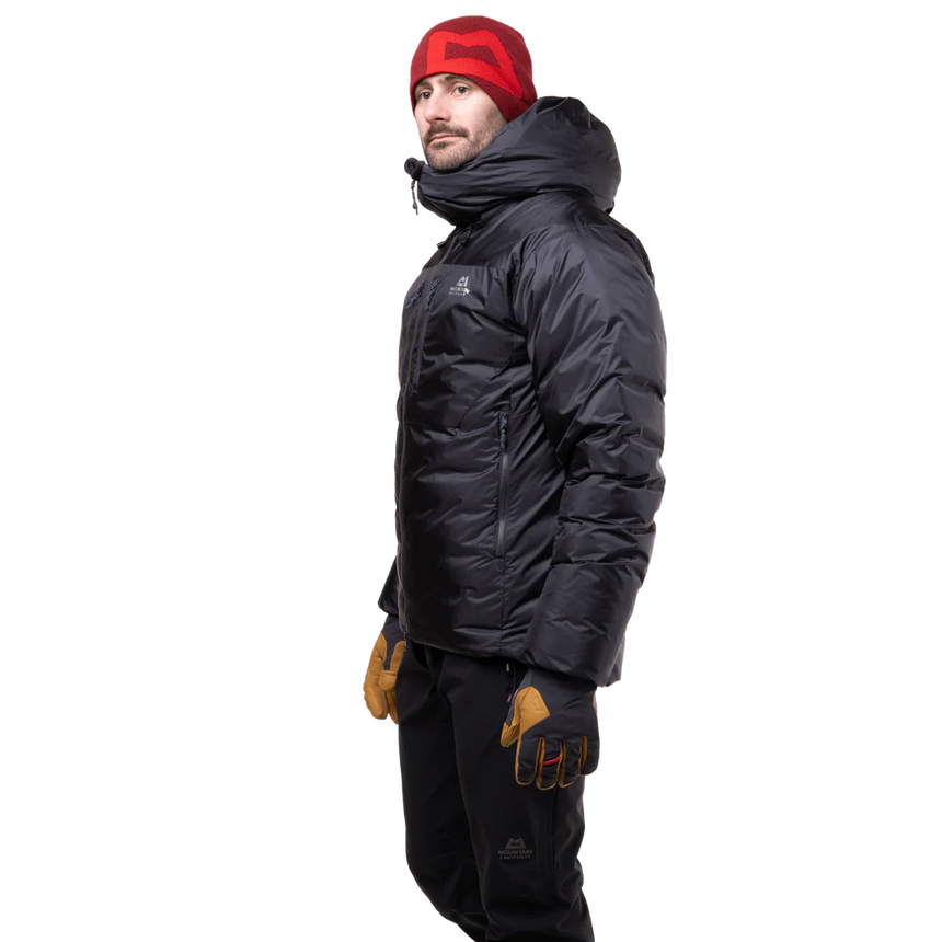 Mountain Equipment Kryos Men's Jacket in Obsidian - On Model Hood Up Front