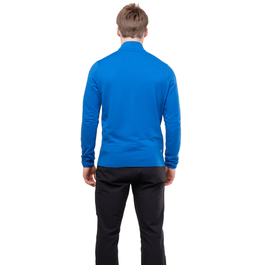 Mountain Equipment Lumiko Men's Zip T in Atlantic/Cosmos - Full Length Front