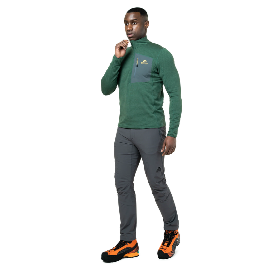 Mountain Equipment Lumiko Men's Zip T in Fern/Ombre - Collar Detail