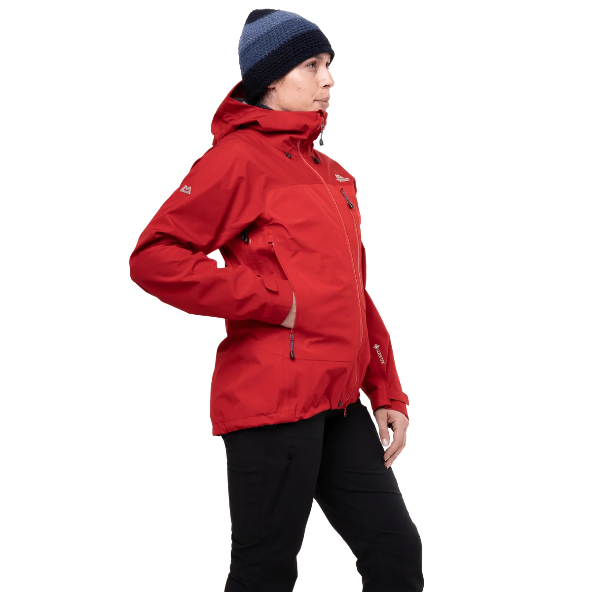 Mountain Equipment Makalu GORE-TEX Women's Jacket in Imperial Red/Crimson - hood adjustment detail