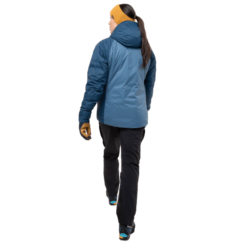 Mountain Equipment Shelterstone Women's Jacket in Stellar/Majolica - On Model Walking Front