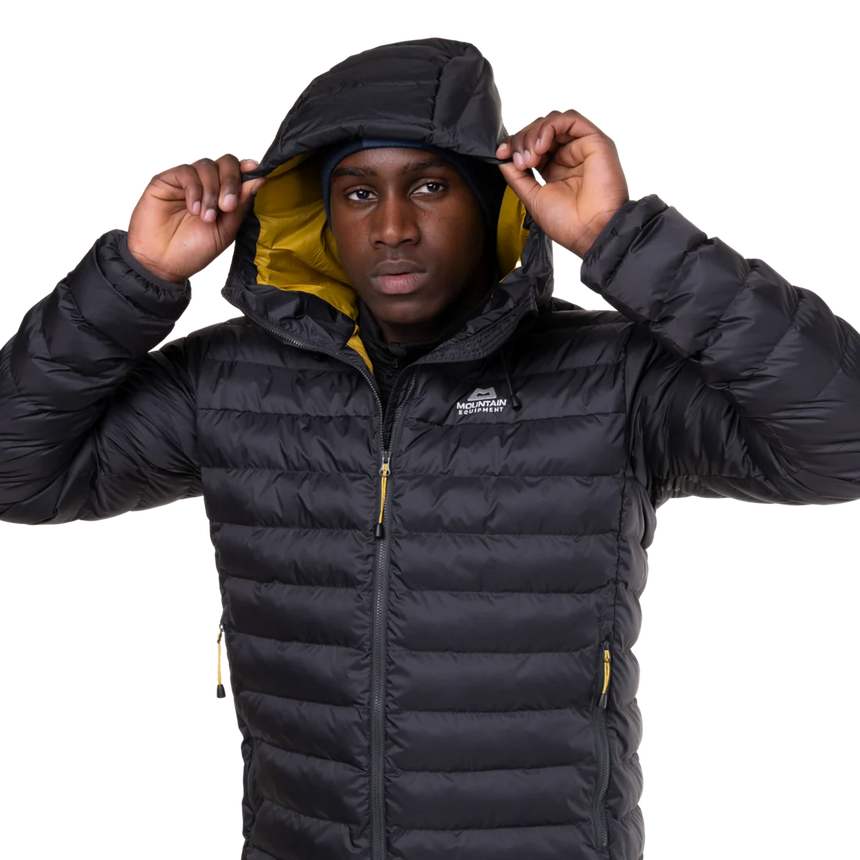 Mountain Equipment Superflux Men's Jacket in Obsidian - Clearance - Hood Up Front
