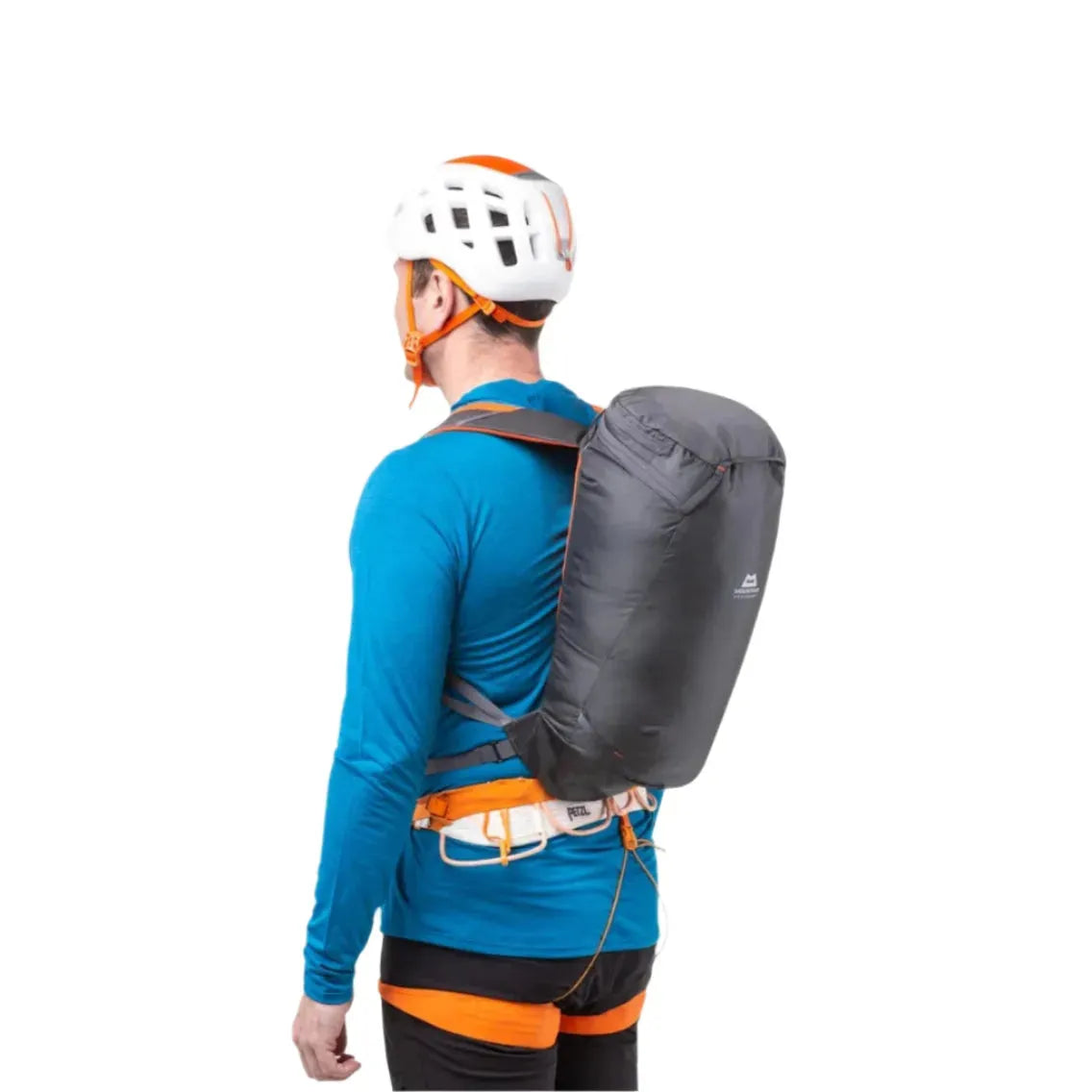 Mountain Equipment Wallpack 16 Backpack in Anvil/Cardinal Orange - On Model Side