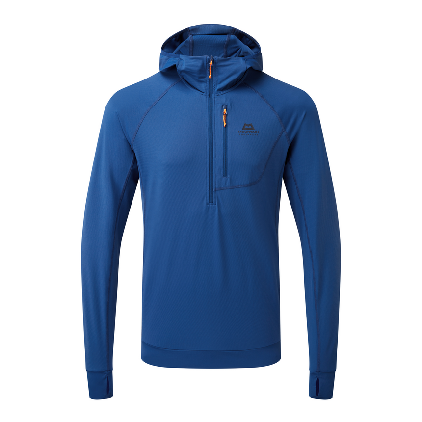 Mountain Equipment Aiguille Hooded Men's Top Outdoor Action Admiral Blue- Front
