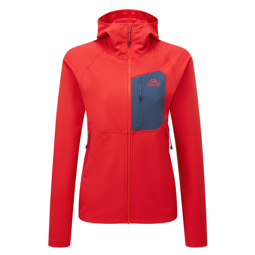 Mountain Equipment Arrow Hooded Women's Jacket Outdoor Action Chili Red/Dusk- Front
