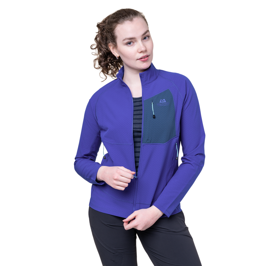 Mountain Equipment Arrow Women's Jacket Outdoor Action Clematis/Dusk - Center Front Zip