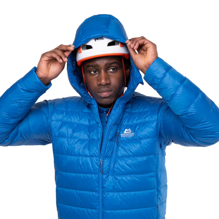 Mountain Equipment Baltoro Men's Jacket Outdoor Action Atlantic Blue- Hood Compatible Helmet