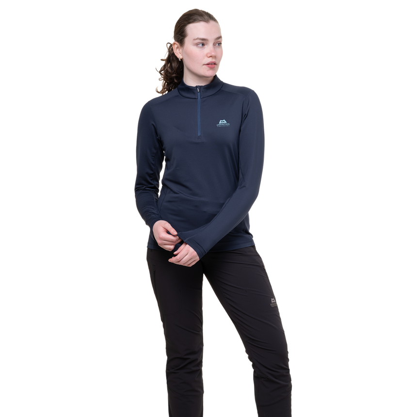 Mountain Equipment Cerrig Women's LS Zip T Outdoor Action Cosmos- Cuff