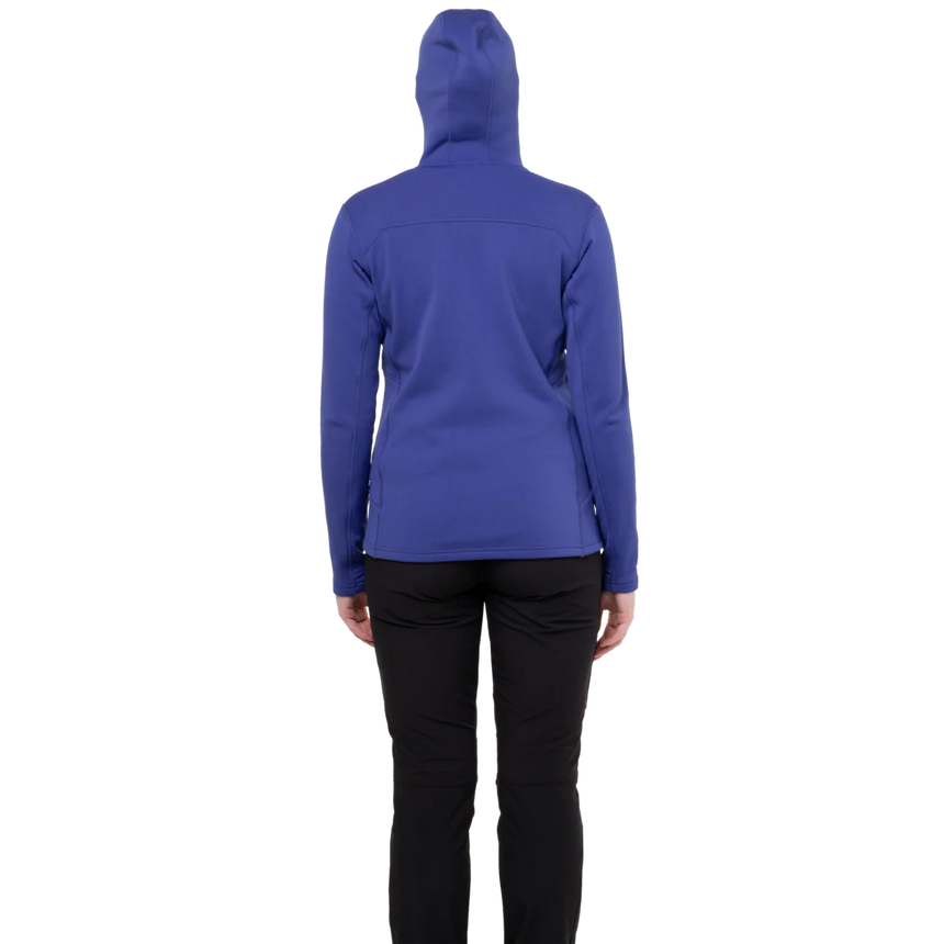 Mountain Equipment Durian Hooded Women's Jacket Outdoor Clematis- Front Fit on Model