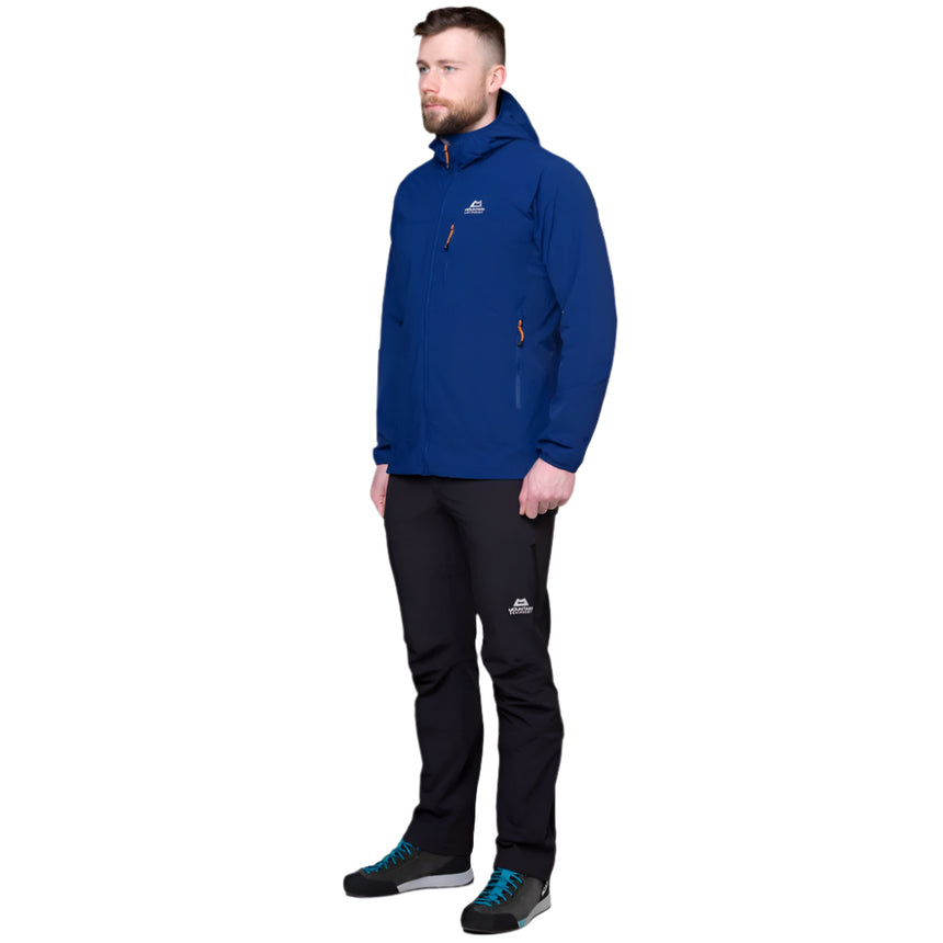 Mountain Equipment Echo Hooded Men's Jacket Outdoor Action Admiral Blue- Full Length Angle