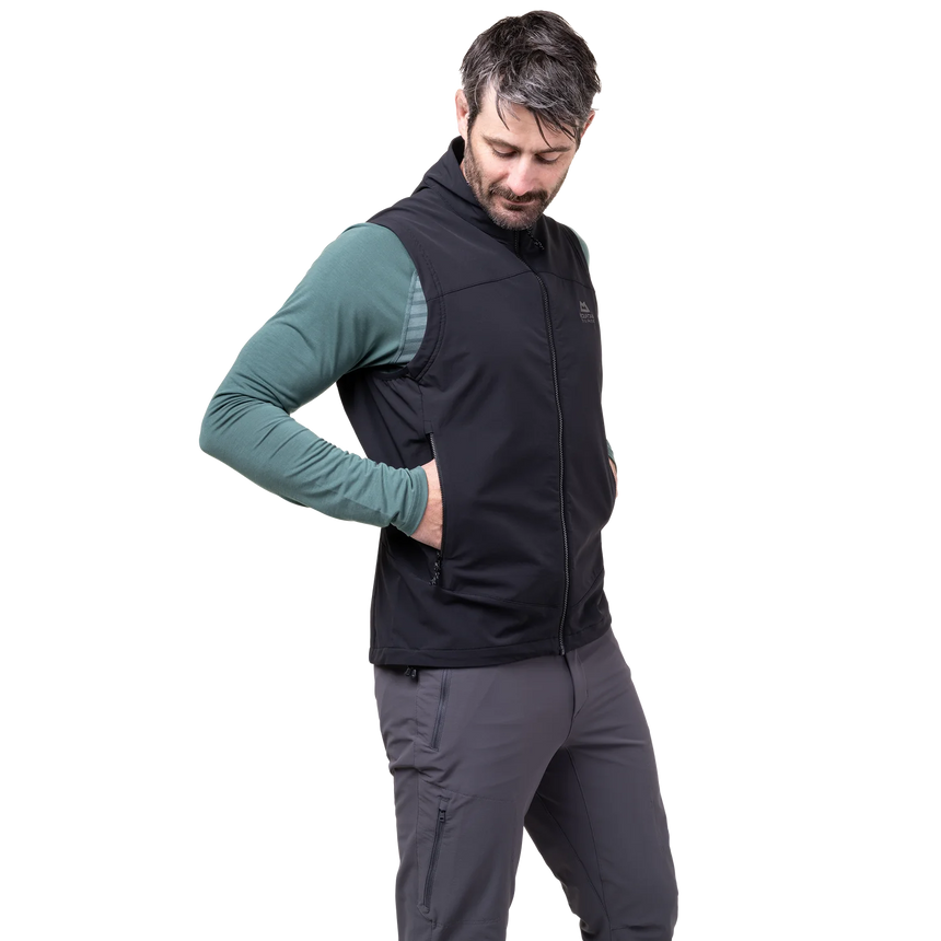 Mountain Equipment Frontier Men's Vest Outdoor Action Black- Zipped hand pocket