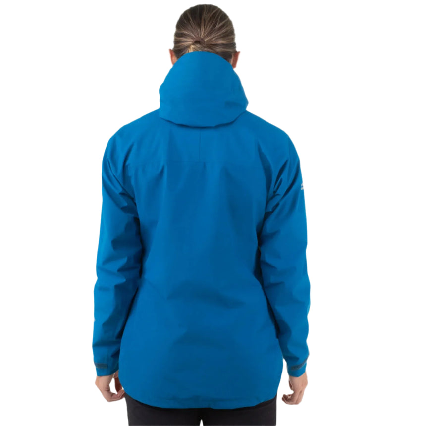Mountain Equipment Garwhal GORE-TEX Women's Jacket Outdoor Action Mykonos Blue- Back Fit