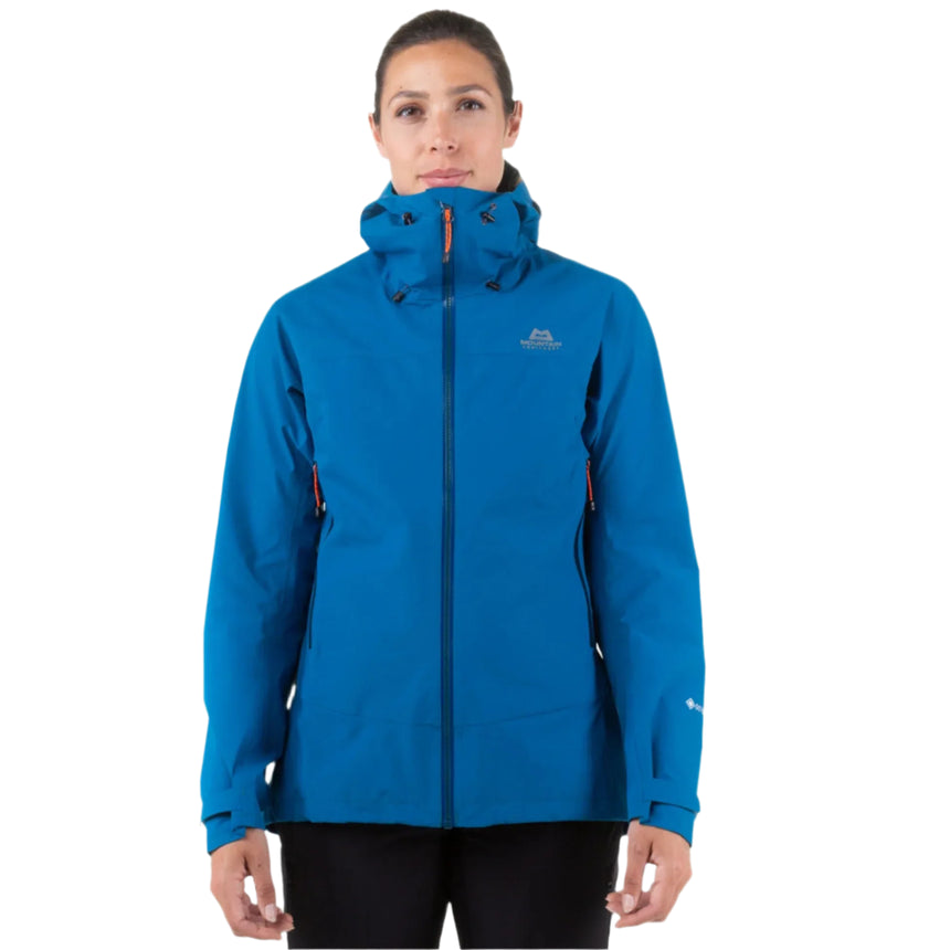 Mountain Equipment Garwhal GORE-TEX Women's Jacket Outdoor Action Mykonos Blue- Front fit