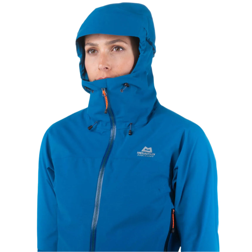 Mountain Equipment Garwhal GORE-TEX Women's Jacket Outdoor Action Mykonos Blue- Hood