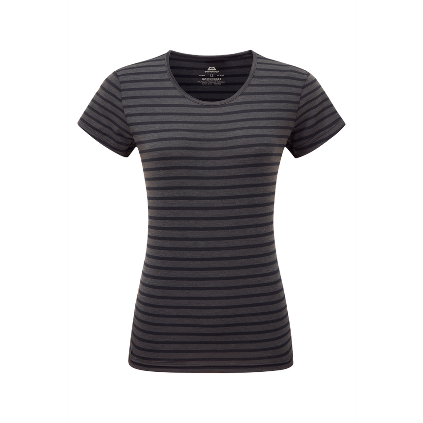 Mountain Equipment Groundup Stripe Women's Tee Outdoor Action Cosmos Stripe- Front