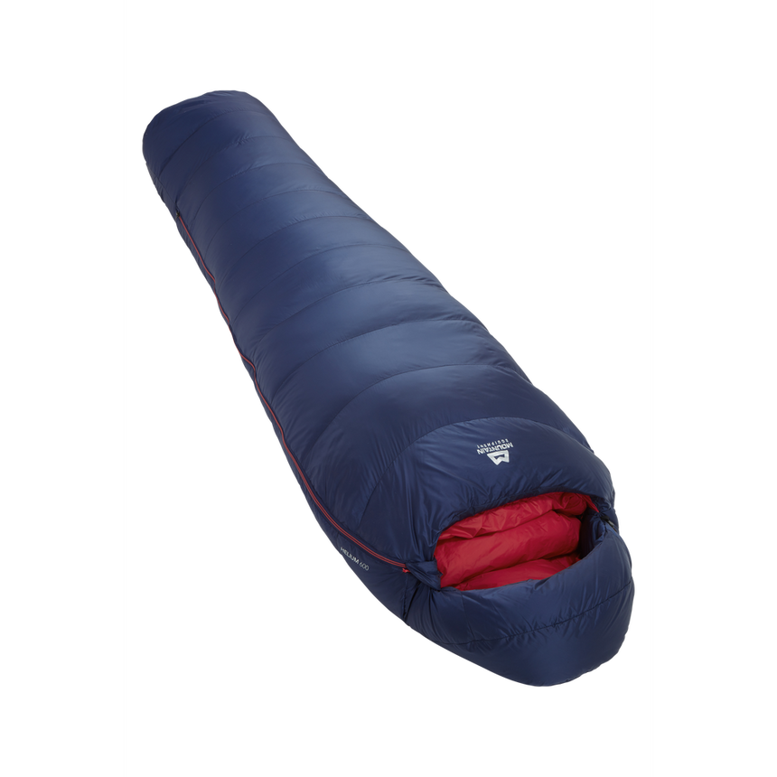 Mountain Equipment Helium 600 Women's Sleeping Bag Outdoor Action Medieval Blue- Slanted full length