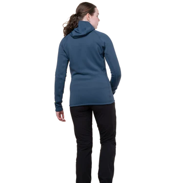 Mountain Equipment Jorasses Hooded Women's Jacket Outdoor Action Dusk- Back Fit on Model