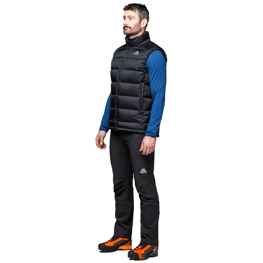 Mountain Equipment Lightline Men's Vest Outdoor Action Black- Side Fit on Model