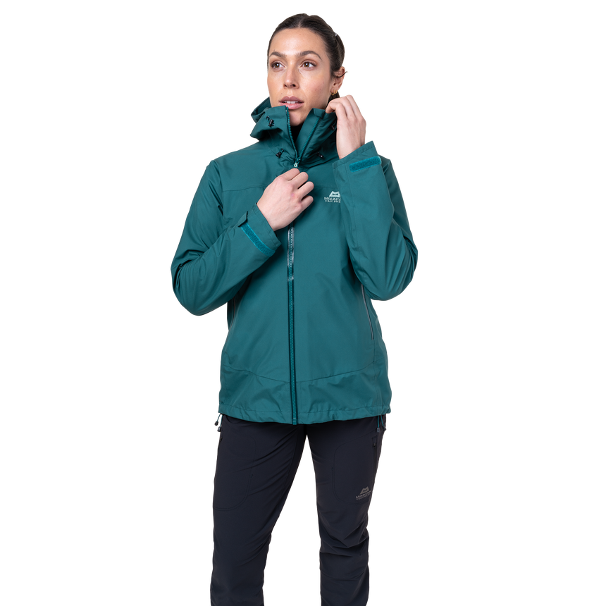 Mountain Equipment Odyssey Women's Jacket Outdoor Action Deep Teal- Centre Front Zip