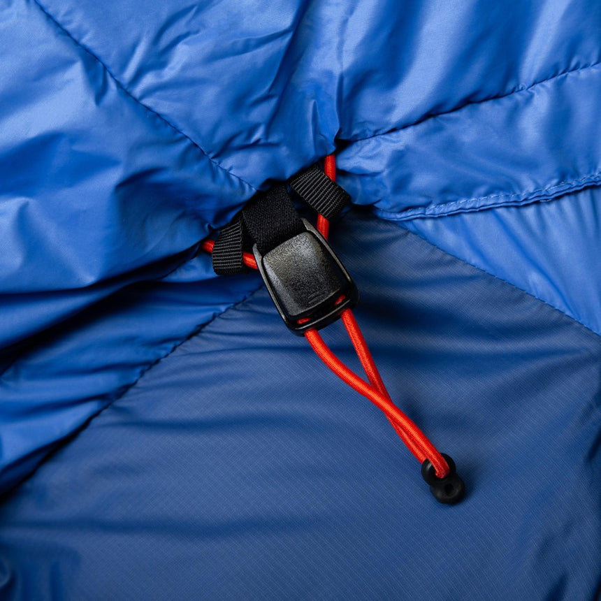 Mountain Equipment Olympus 650 Sleeping Bag Outdoor Action Admiral Blue - Drawcord