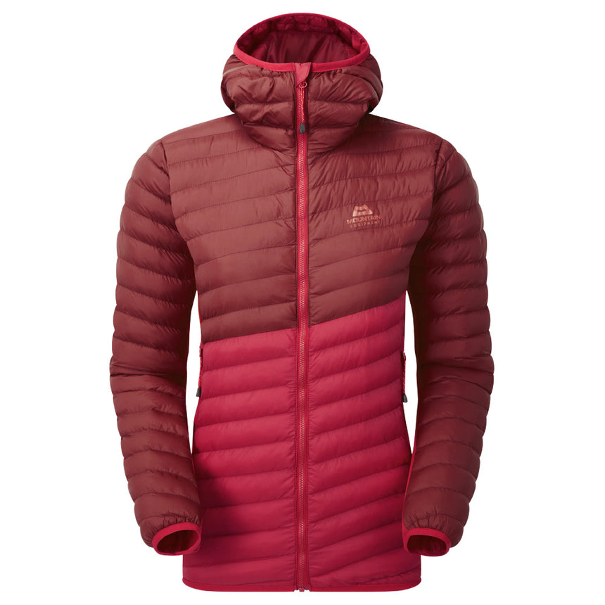 Mountain Equipment Particle Hooded Women's Jacket Outdoor Action Capsicum/TibetanRed- Front