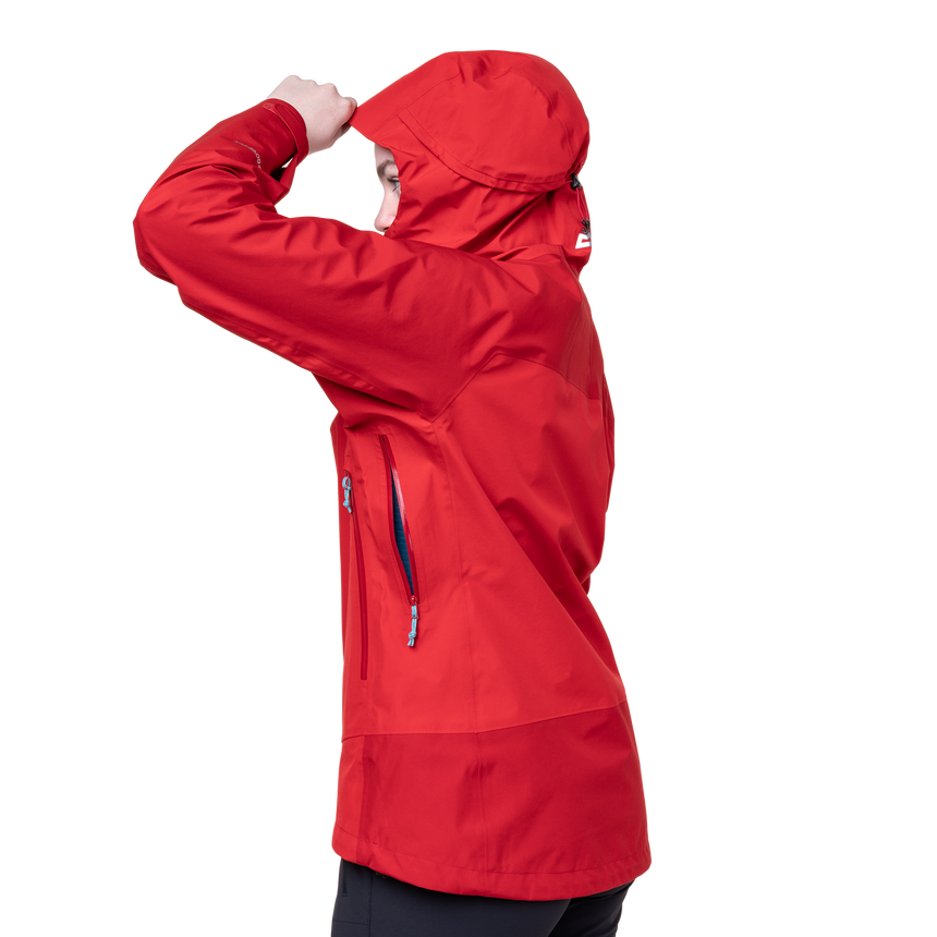 Mountain Equipment Saltoro Women’s Jacket Outdoor Action Imperial Red/Crimson - Hood